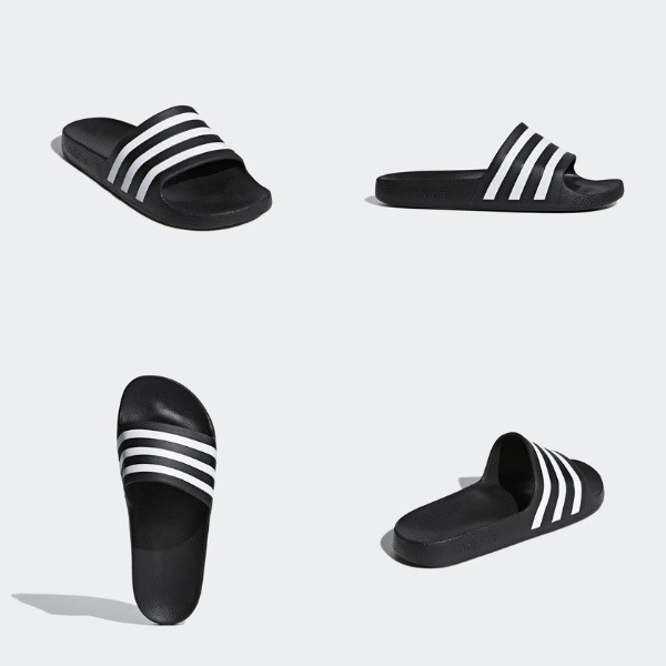 Dép chính hãng Adilette Aqua BlackWhite đúc nguyên khối quai ngang không thấm nước