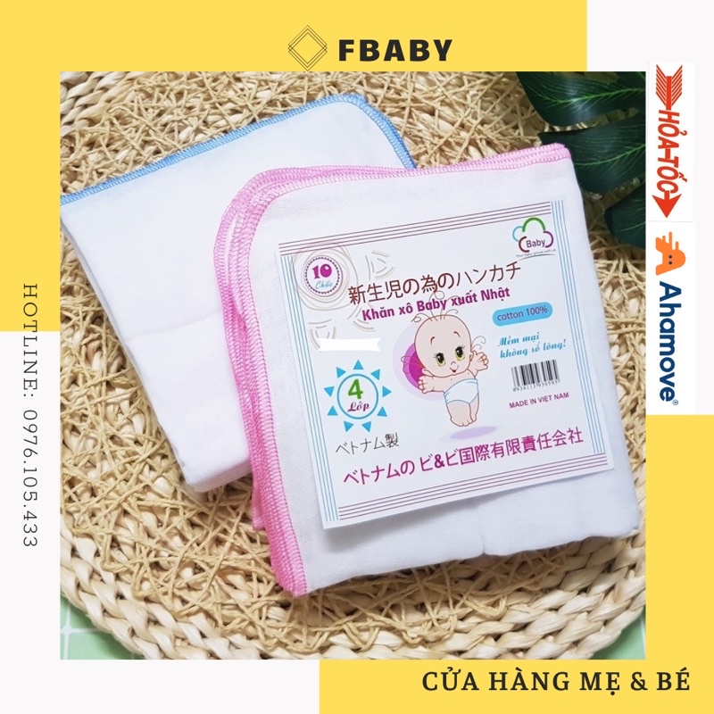 ( Set 10c 4 Lớp) Khăn Sữa Xuất Nhật 4 Lớp Cho Bé An Toàn Thấm Hút Tốt Cực Mềm Mại