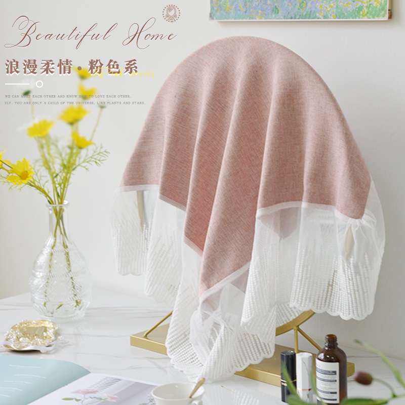 Vỏ Điều Hòa Phong Cách Hàn Quốc Gương Tròn Bao Vải Ren Khăn Trải Bàn Gương Trang Điểm Chống Bụi Khăn Màu Hồng Bàn Trang Điểm Gương Tròn Nhỏ Vỏ Gương Nội Thất Khăn Chống Bụi