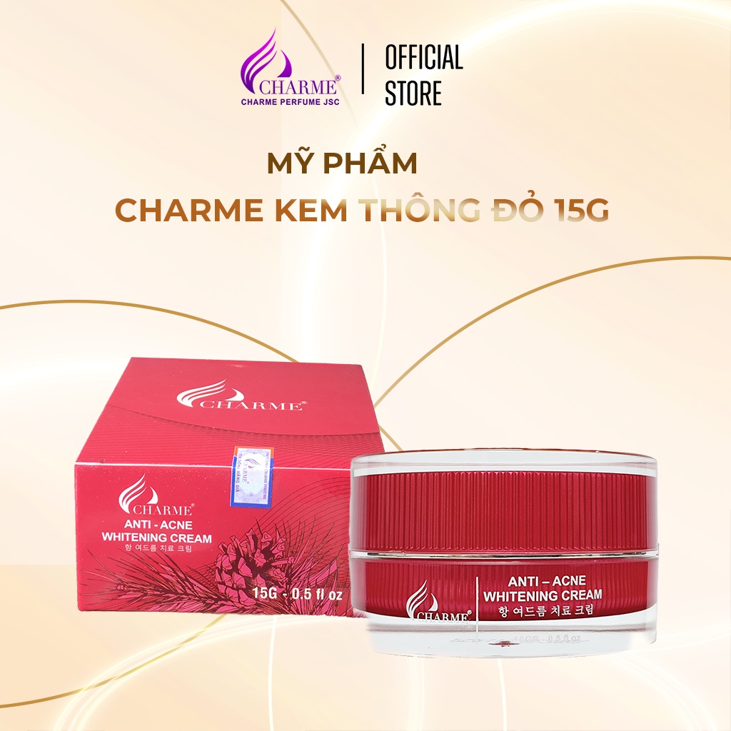 Kem thông đỏ, Charme anti acne, ngừa mụn, sáng da, không gây kích ứng, phù hợp cho mọi loại da, 15g