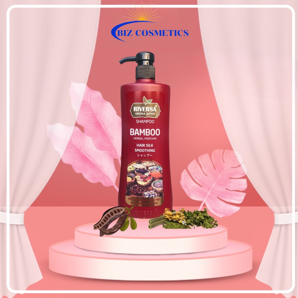 Dầu gội đầu thảo dược thảo mộc Bamboo Riversa siêu mượt chống rụng và kích thích mọc tóc 550ml