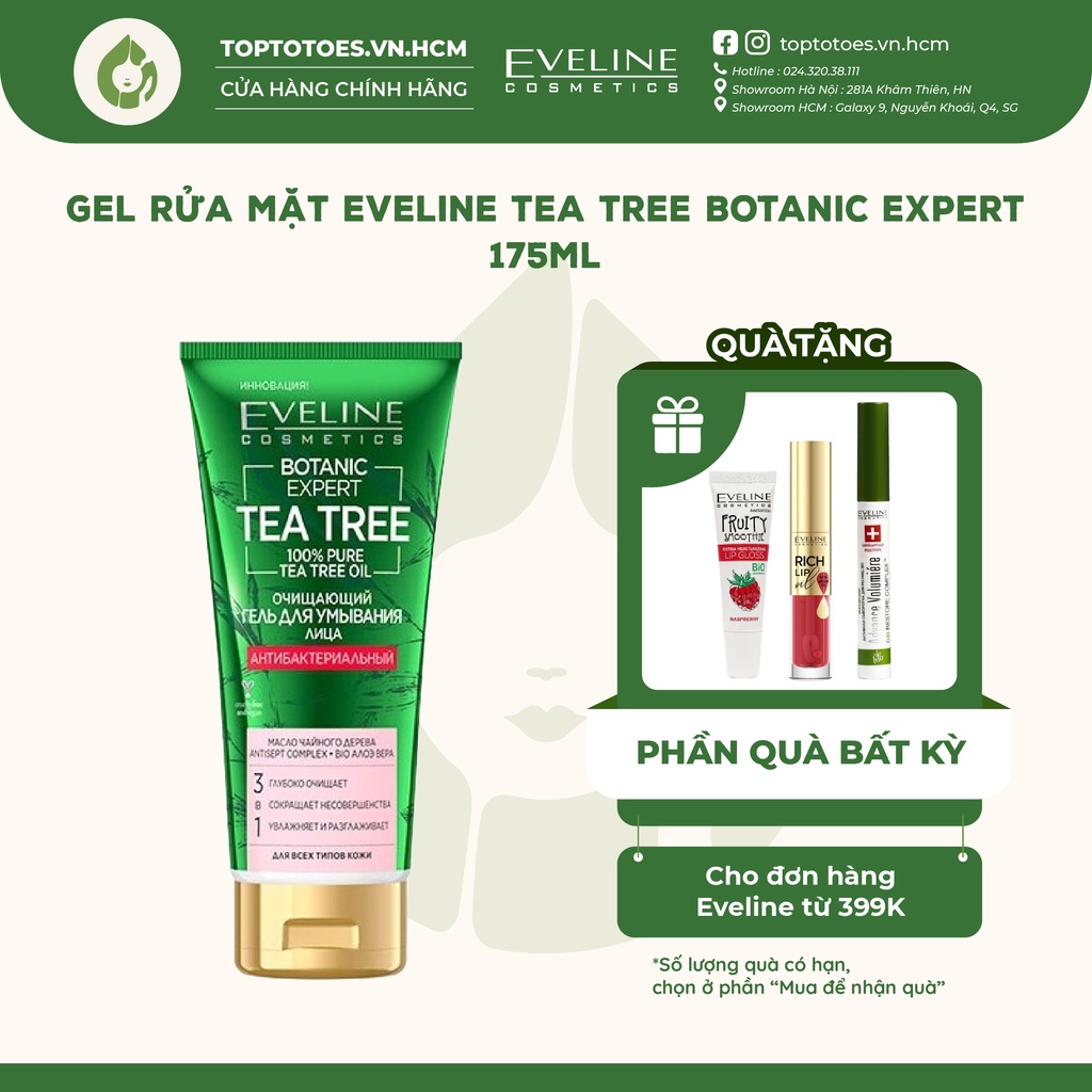 Gel rửa mặt Eveline Tea Tree Botanic Expert làm sạch sâu, ngừa mụn