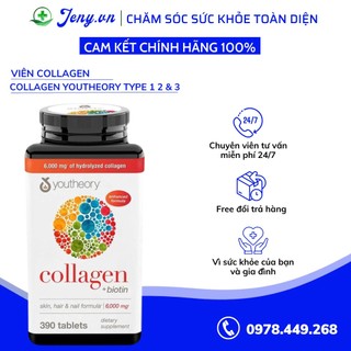 Viên uống đẹp da Collagen Youtheory Type 1 2 & 3 - 390v
