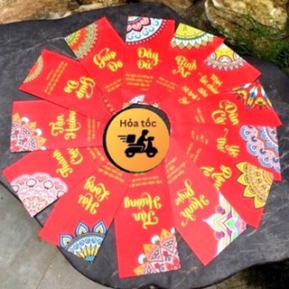 BỘ LÌ XÌ TRONG SUỐT HOA VĂN MANDALA MÀU ĐỎ SẮC XUÂN THỊNH VƯỢNG TẾT NHÂM DẦN 2022 SIZE 8*16cm - bộ 6 và 12 thông điệp
