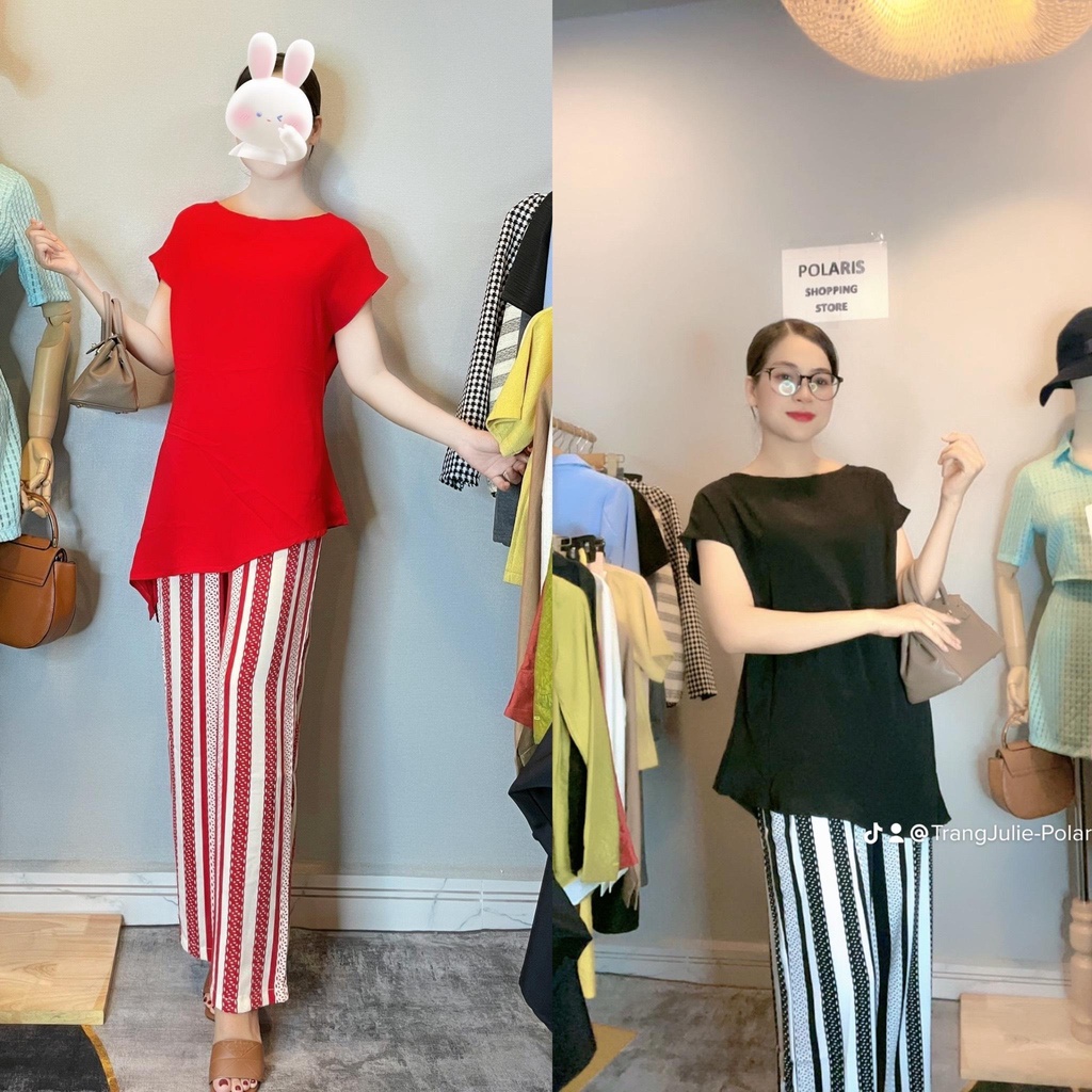 MS052 Set áo đuôi cá tà xéo dáng siêu dài và quần ống suông (Có Bigsize) {{trang_julie_store}}