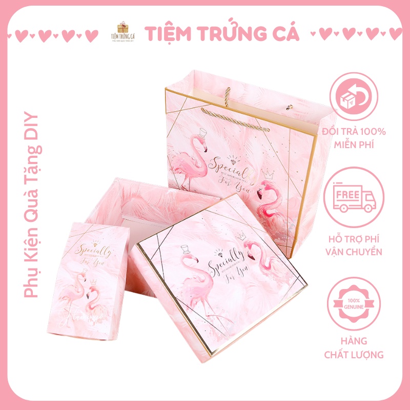Combo Hộp & Túi Đựng Quà KT 16x15cm HỒNG HẠC ESPECIALLY Tiệm Trứng Cá Hộp Quà Kèm Túi Đựng Sang Trọng Ý Nghĩa