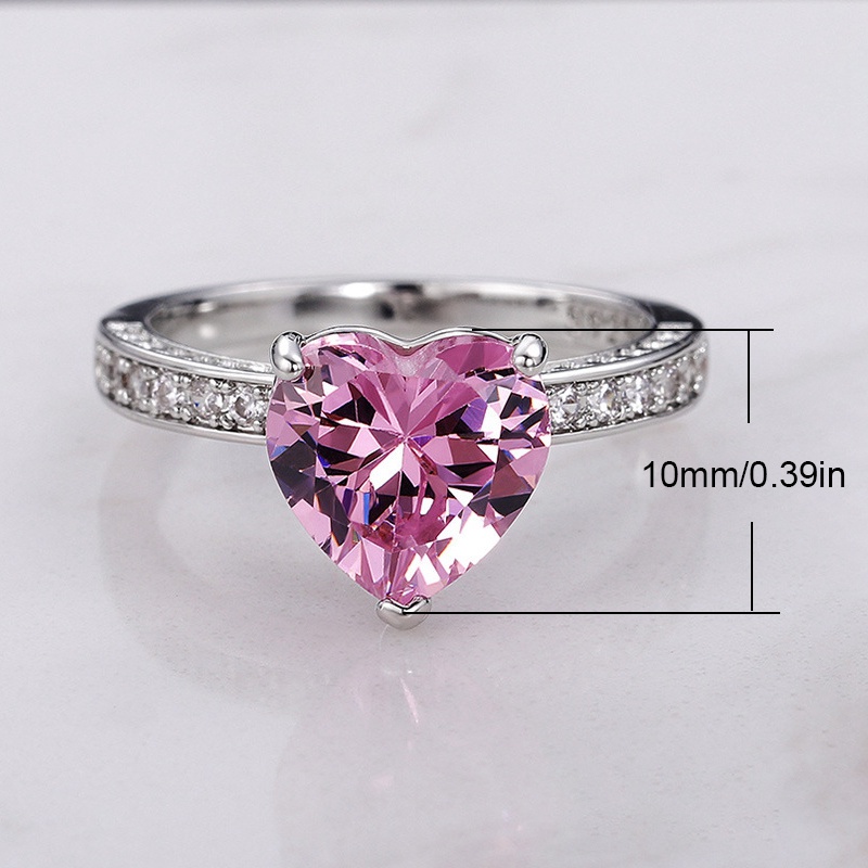 Nhẫn Bạc 925 3 Carat Kích Cỡ 6-10 Đính Đá Sapphire Hồng