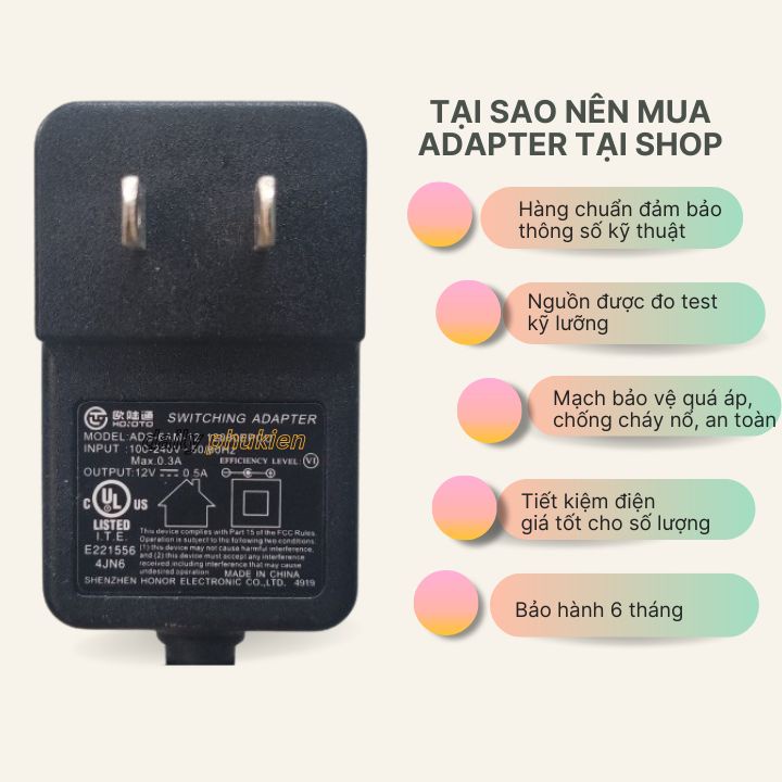 sạc nguồn 12v 0.5a xịn cho camera, led, wifi dailyphukien