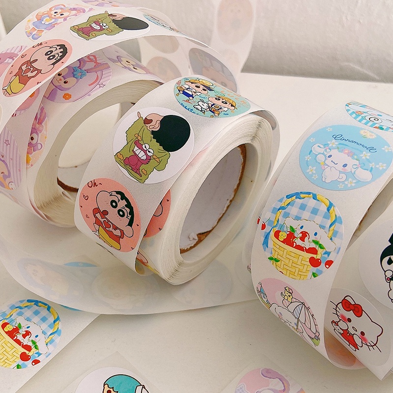 Cuộn 500 miếng dán truyền cảm hứng/ phần thưởng hình Sanrio Pachacco Kuromi Cinnamoroll hoạt hình cho trẻ em