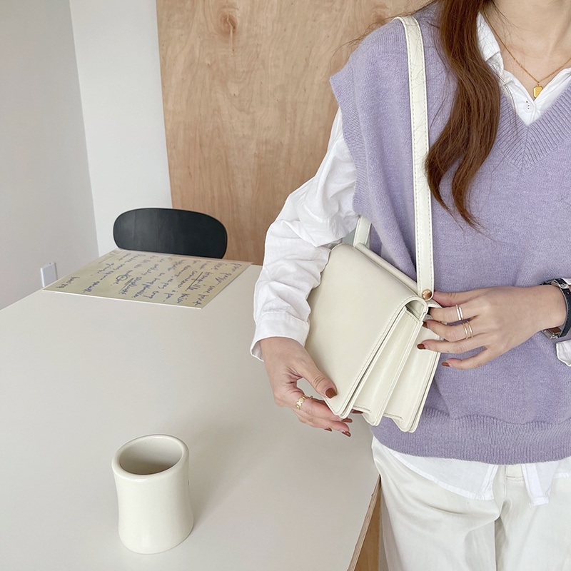 MISCHA Túi Đeo Vai Da PU Màu Trơn Phong Cách retro Thời Trang Thu Đông