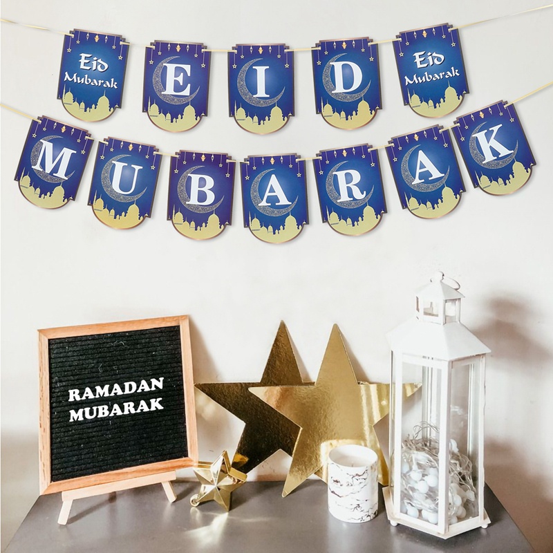 1 Banner Giấy Eid Mubarak Ramadan 2023 Trang Trí Tiệc Hồi Giáo