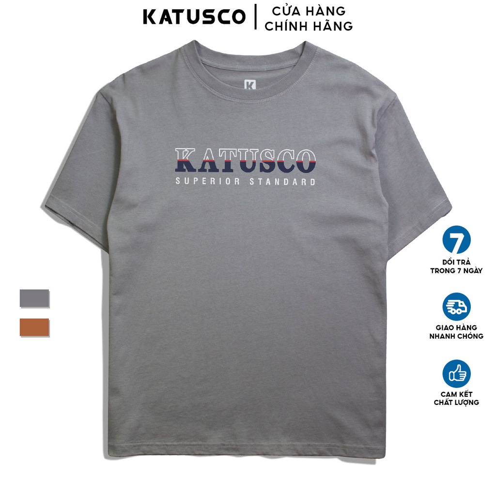 Áo Thun Nam Cổ Tròn KATUSCO Typographic Superior A2285, Cotton 100% 2 Chiều, Phom Rộng Từ 50-80Kg