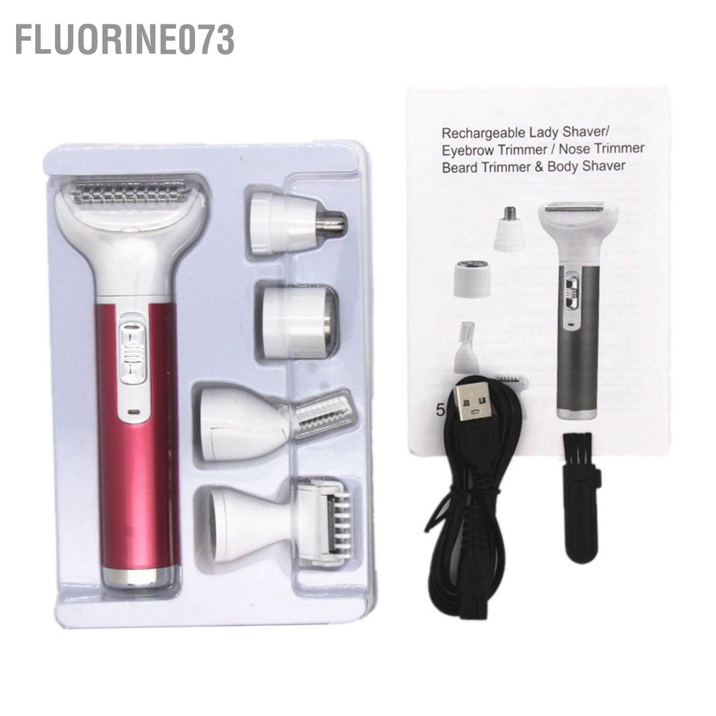 [Hàng Sẵn] Tông Đơ Cắt Tóc Nữ 5 Trong 1 Chống Nước Mini USB Electric Lady Clipper Groomer Hoa Hồng Đỏ【Fluorine073】