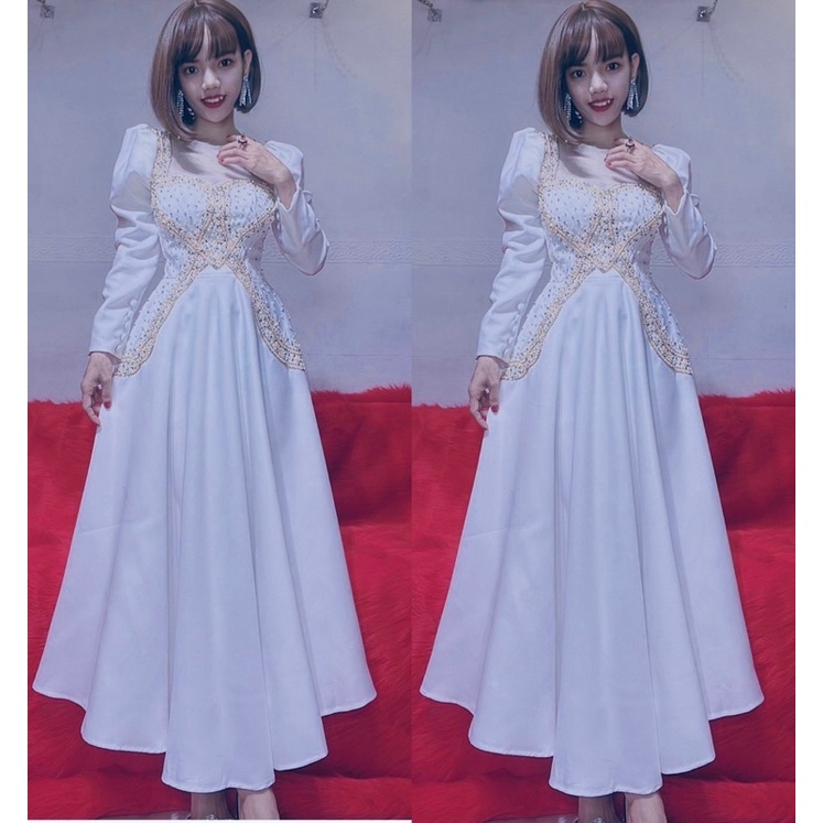 Ms1402Y ĐẦM XOÈ TAY PHỒNG CỔ LƯỚI đính hạt