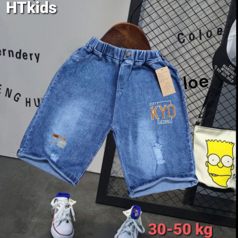 Quần jeans ngố  bé trai ,quần bò lửng bé trai túi hộp mềm, co giãn