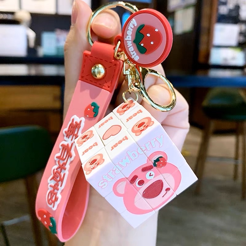 Móc khoá gấu dâu losto loại lớn size to dành cho móc khoá xe, khoá cửa cute