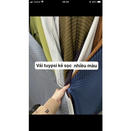 Vải tuypsi kẻ sọc nhiều màu