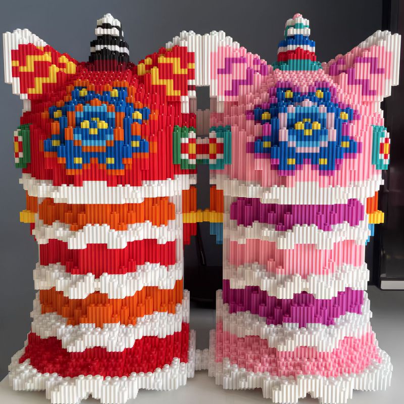 Lắp ráp mô hình Hổ Múa Lân cỡ lớn 35cm, bé chơi vui khỏe mẹ trang trí nhà