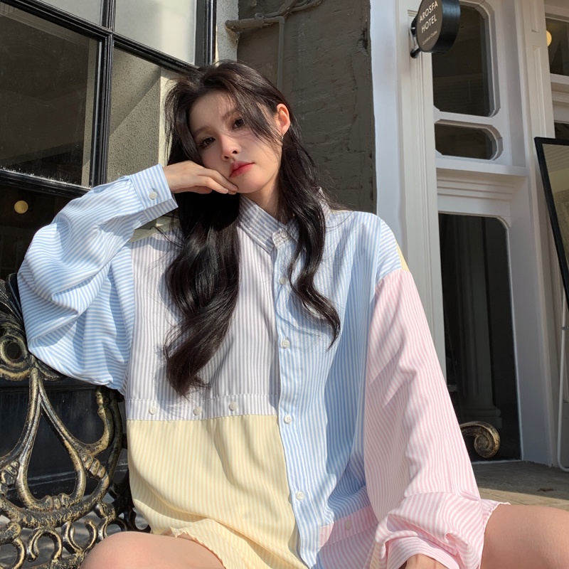 Áo sơ mi SUXI cổ bẻ dáng rộng thời trang mùa xuân cho nữ