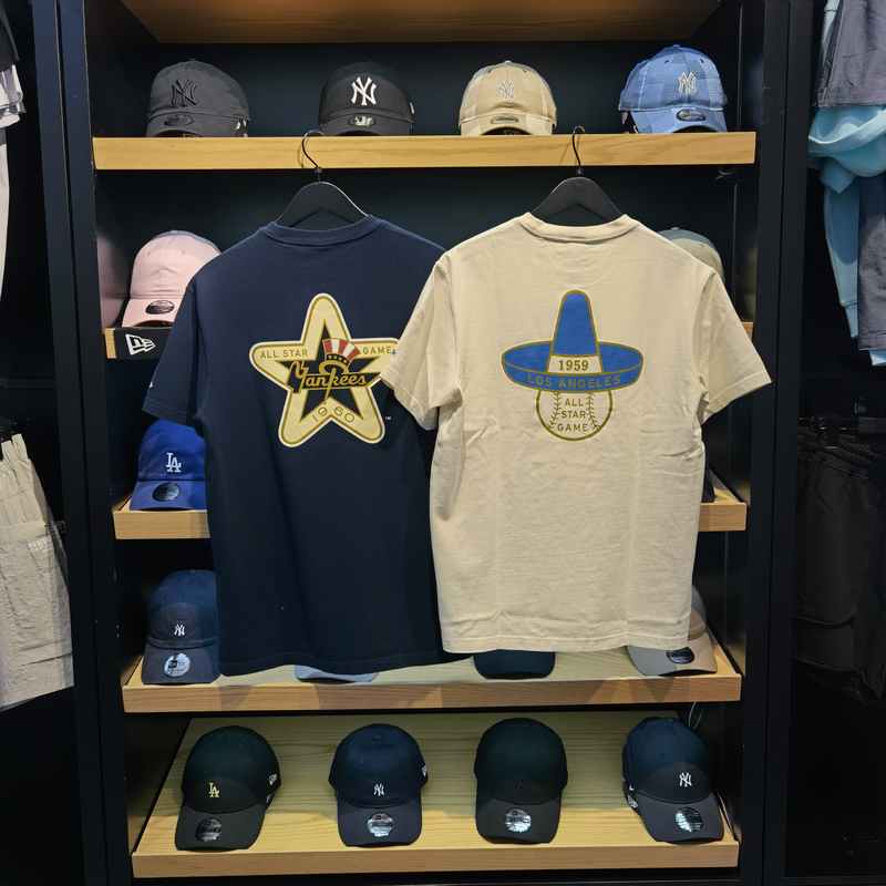 MLB Áo Thun Tay Ngắn In Hình ny / LA Thời Trang Mùa Hè