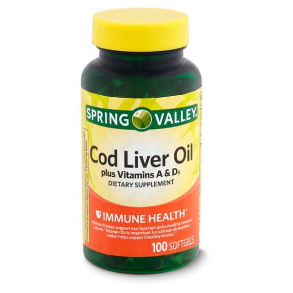 Dầu cá Omega 3 Vitamin A &amp; D3 100 viên Spring Valley TP0013  Mỹ