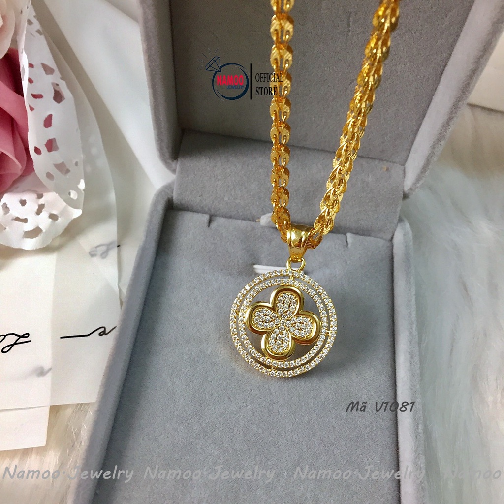 Dây Chuyền Nữ V1081 Cực Đẹp Với Kiểu Dáng Mặt Hoa Cực Đẹp, Khảm Đá Tinh Xảo Cho Nữ Namoo Jerwelry