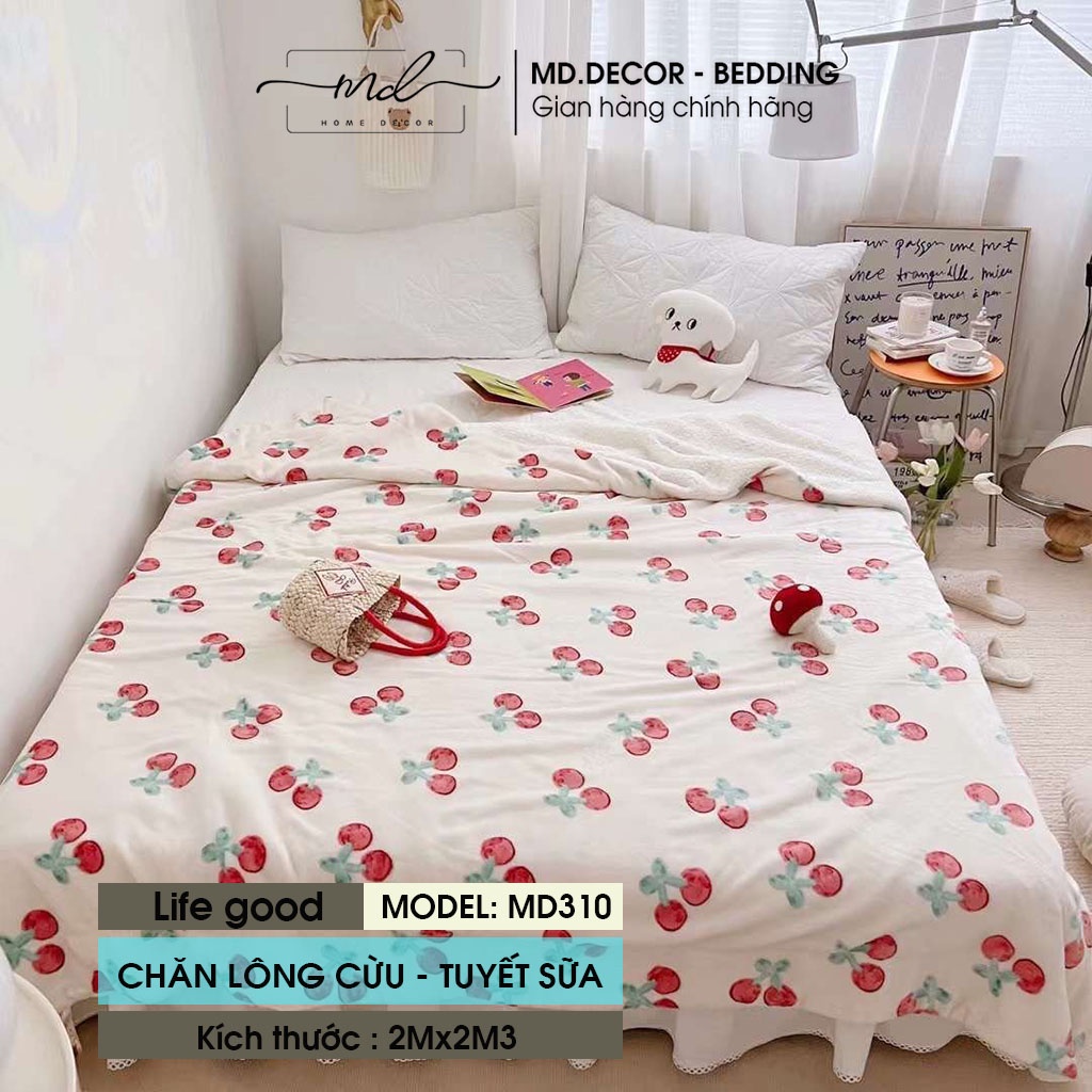 Chăn lông cừu nhung tuyết MD Decor kích thước 2mx2m3 ấm áp nhiều họa tiết 3D dễ thương tiện lợi cho mọi gia đình