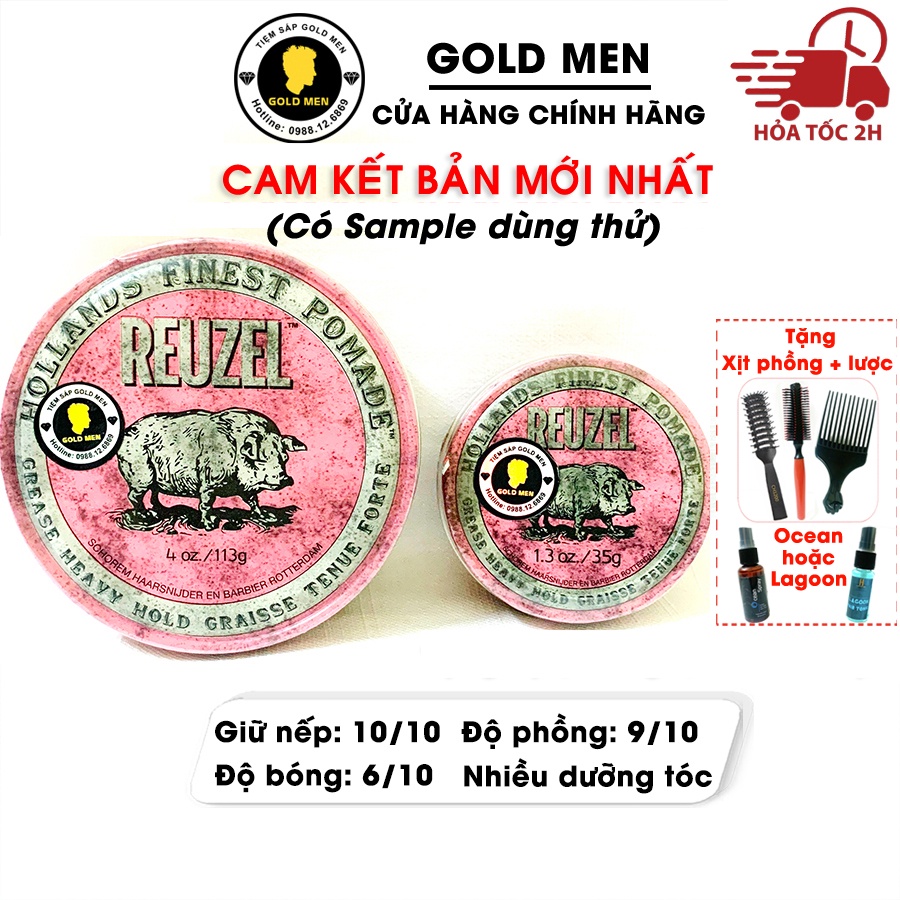 Reuzel Pink Pomade, Pomade vuốt tóc + Tặng quà