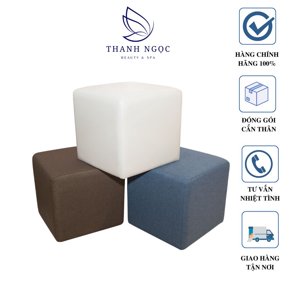 Ghế đôn sofa - ghế đôn vuông bọc da, ghế ngồi gội đầu spa