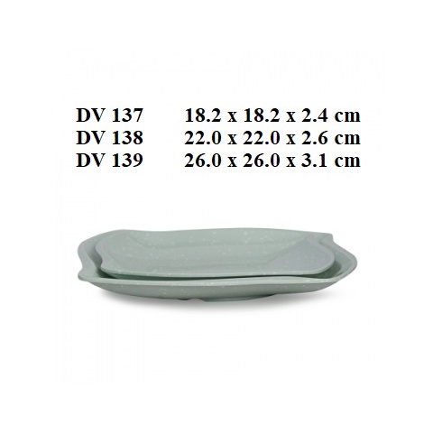 Dĩa vuông kiểu nhựa Melamine vân đá ngọc