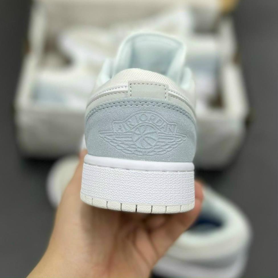 Giày thể thao jordan xám xanh paris ,Giày jd low 1 cổ thấp xám gót xanh nam nữ đầy đủ phụ kiện bill box *