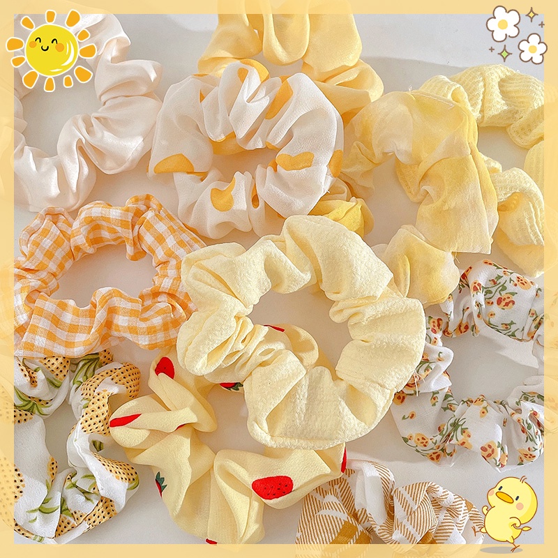 Set 10 Dây Cột Tóc Co Giãn In Họa Tiết Hoa Xinh Xắn Dành Cho Nữ