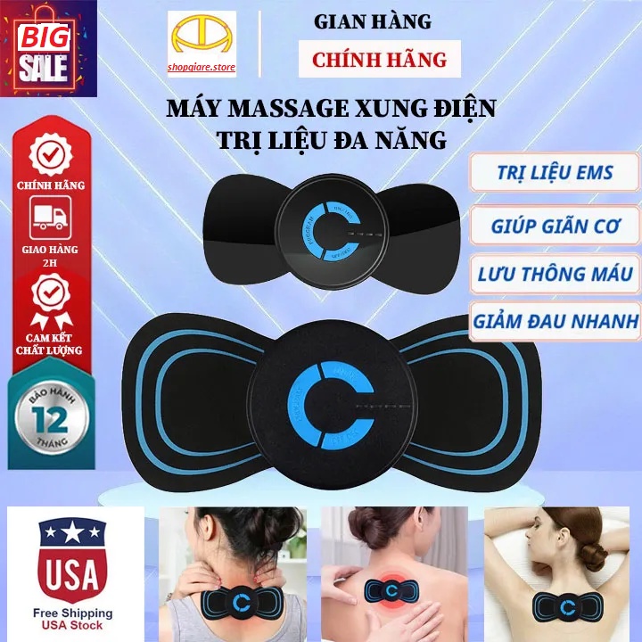 Máy massage - Miếng dán massage bằng xung điện 6 chế độ trị đau mỏi vai gáy [shopgiare.store]