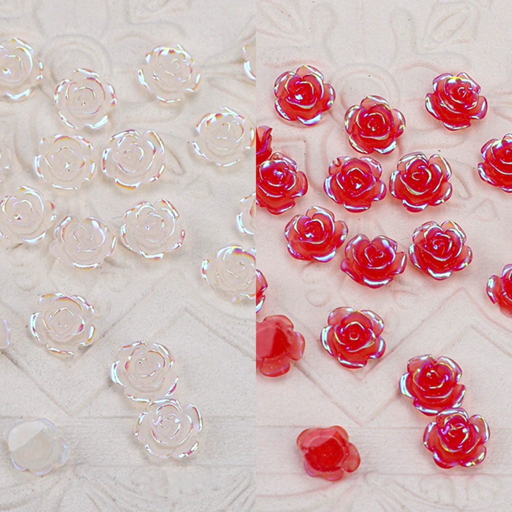 Set 50 Viên Đá Hoa Trà Trang Trí Móng Tay DIY Dễ Thương Nhẹ Nhàng