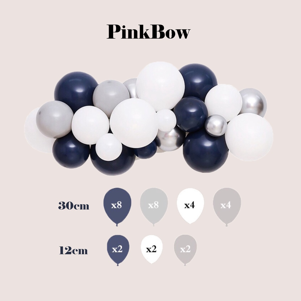 Combo Set Bong Bóng Tròn đủ màu Pastel/ Trắng/ Xanh/ Đen/ Hồng/ Bạc kèm KEO DÁN + Khung tạo kiểu tùy ý