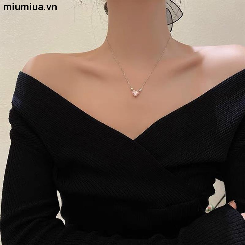 miumiuaVòng cổ Mặt Trái Tim Đính Đá Hồng Thời Trang Cho Nữ