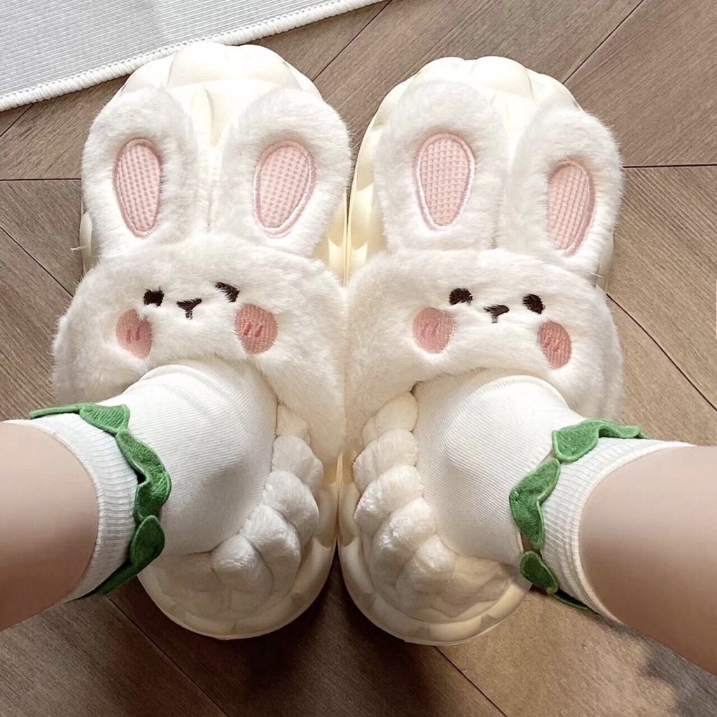Dép Bông Đi Trong Nhà , Dép Bông Thỏ Đáng Yêu Cho Mùa Đồng,  Mùa Đông Ấm Áp Chống Trượt Có Thể Tháo Rời