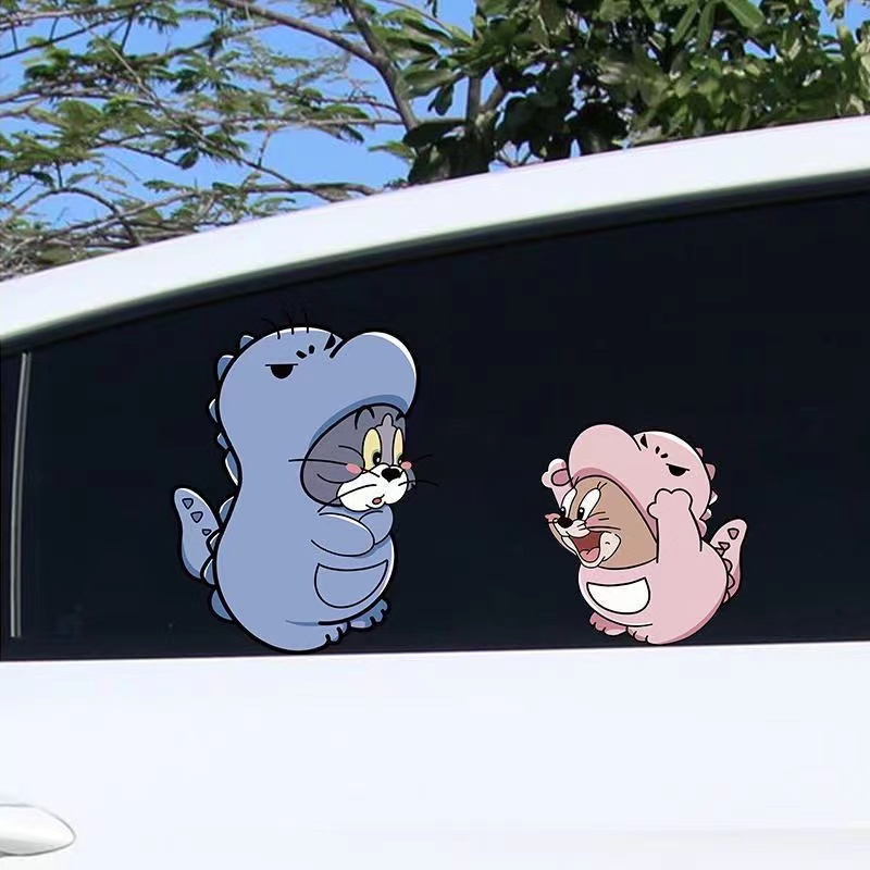 Hl Miếng Dán Phản Quang Hình Mèo Và Chuột Trang Trí Mũ Bảo Hiểm / Xe Hơi