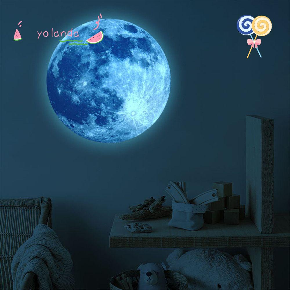 Hình Dán Tường Dạ Quang Họa Tiết Mặt Trăng Hoạt Hình 3d 20 / 30cm Trang Trí Nhà Cửa