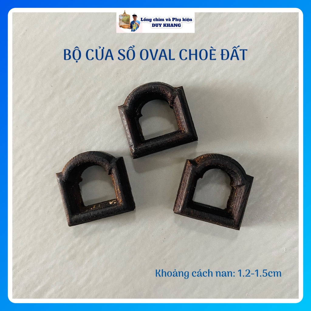 Bộ 3 cửa sổ bằng gỗ cho lồng choè đất - mẫu Oval gỗ - phụ kiện lồng chim DUY KHANG
