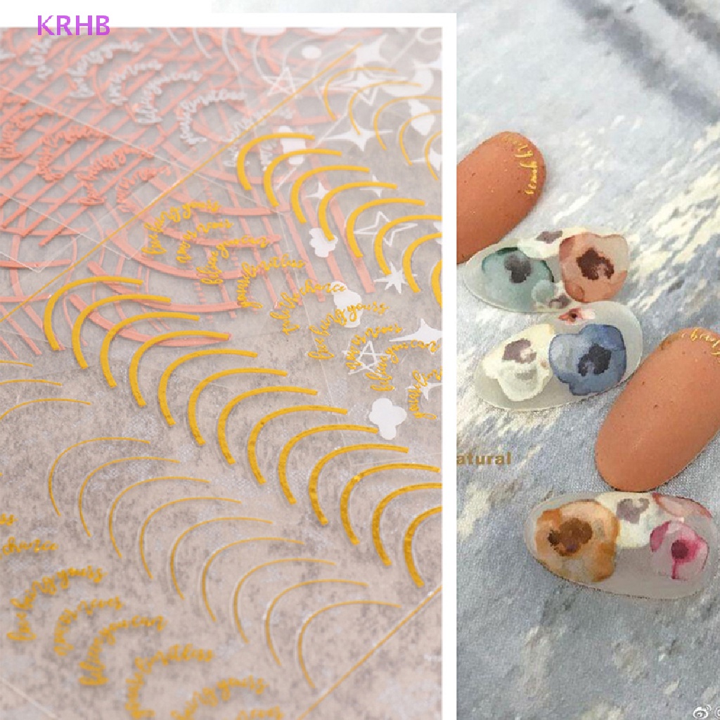 Miếng Dán Trang Trí Móng Tay 3D DIY Hình Chữ Cái Màu Vàng Hồng Mới