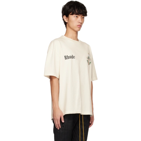 RHUDE Vintage Floral Letter Bird Logo Couple Casual Cotton Short Sleeve T-Shirt