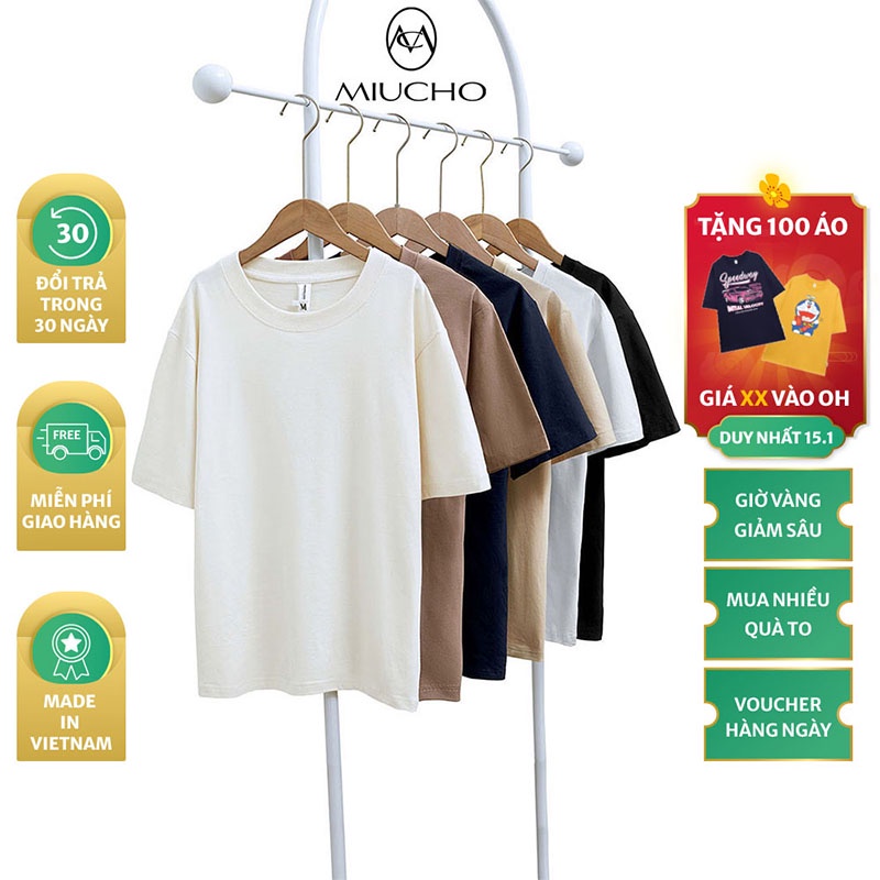 Áo thun trơn nữ cổ tròn chất liệu cotton mềm mại form regular ART01 Miucho basic