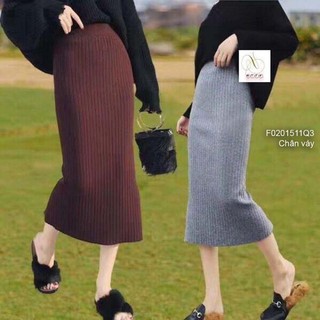 Chân váy len lưng chừng form ôm dáng dài!
