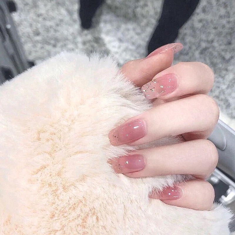 Set 24 Móng Tay Giả Ngắn Chống Nước Thời Trang