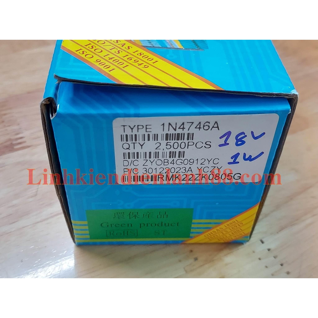 (100 con) Diode Zener 18V 1W 1N4746A mới chính hãng ST 100%.