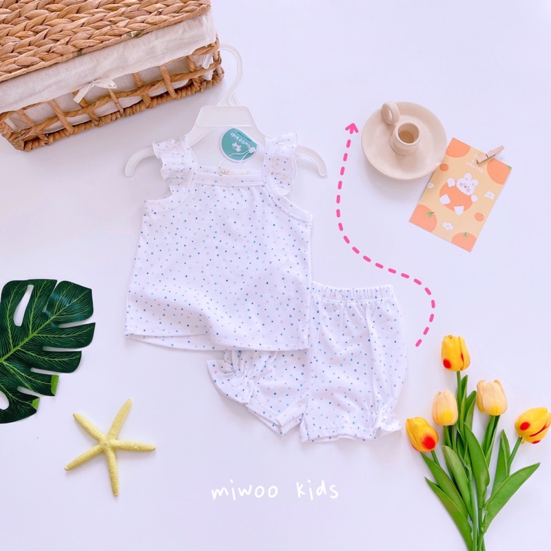 Đồ bộ dễ thương bé gái ❤️ freeship ❤️ bộ cotton bozip ngắn tay cho bé miwoo kids