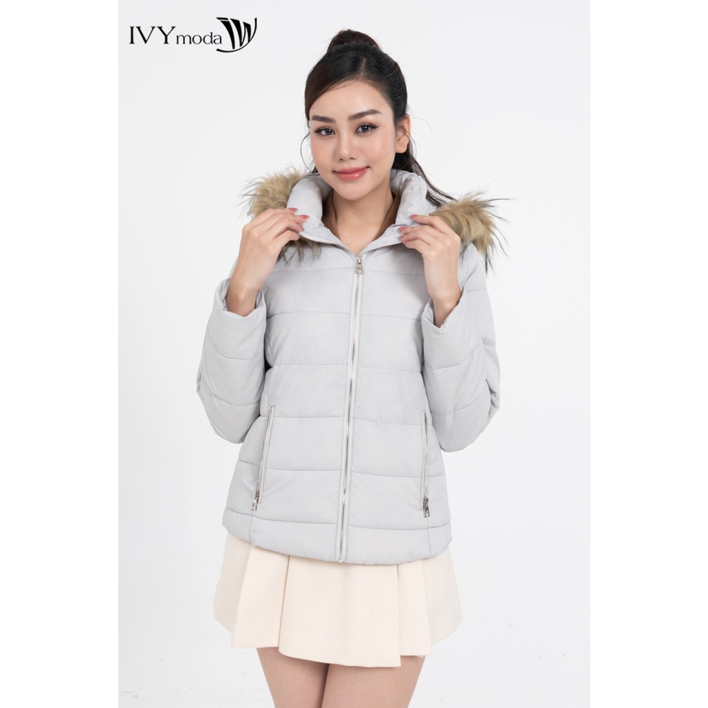 Áo khoác phao nữ cổ mũ viền lông IVY moda MS 70B9101