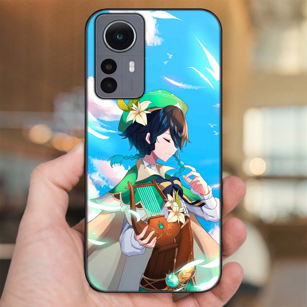 Ốp lưng Xiaomi 12 Pro 5G viền đen in hình Venti Genshin Impact