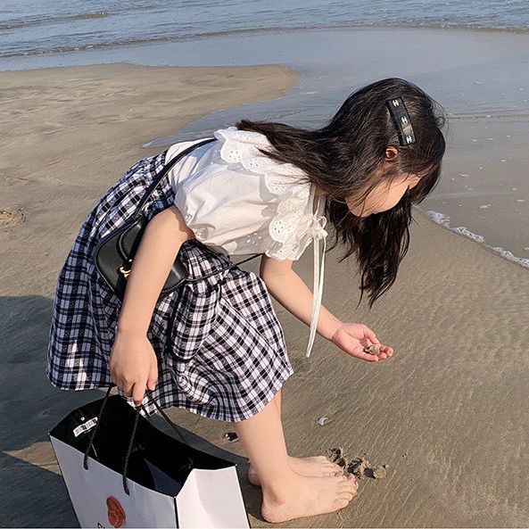 Bộ Áo Sơ Mi Tay Ngắn Kèm Chân Váy Thời Trang Mùa Hè Cho Bé Gái